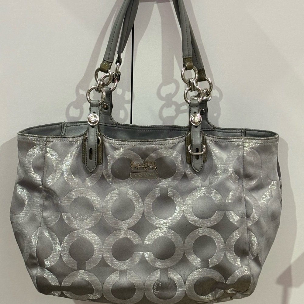 Coach Silver and Gray Shoulder Bag